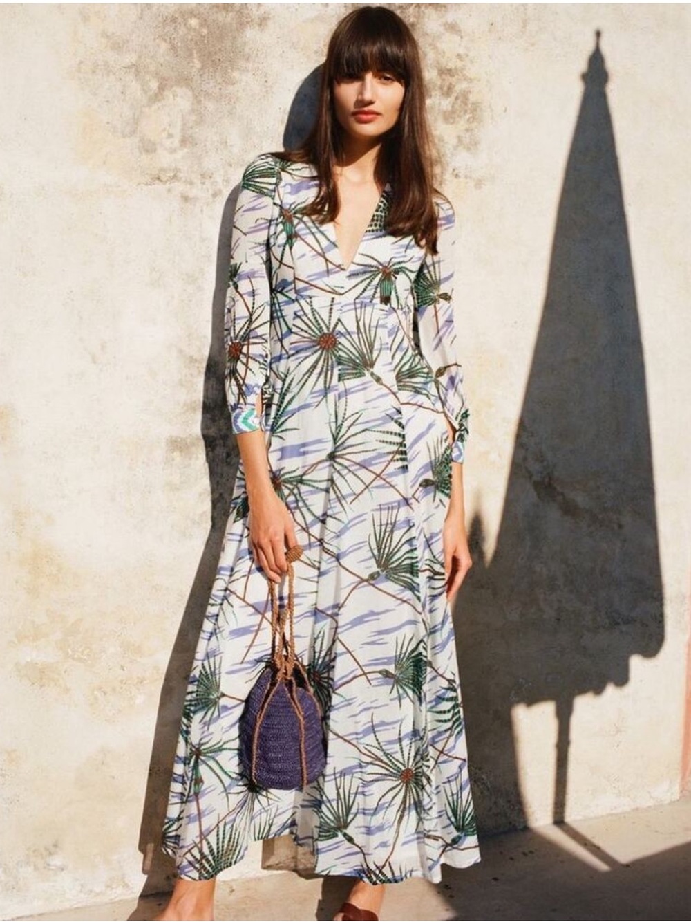 Emporio Sirenuse Lena Papyrus Floral Maxi Dress 8 Cotton Resort Italy - Picture 2 of 16